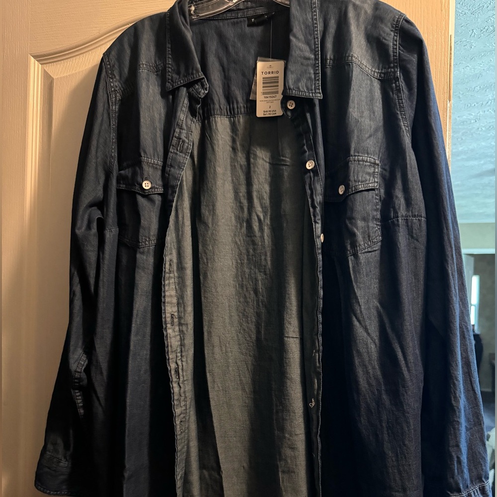 Torrid denim button up shirt